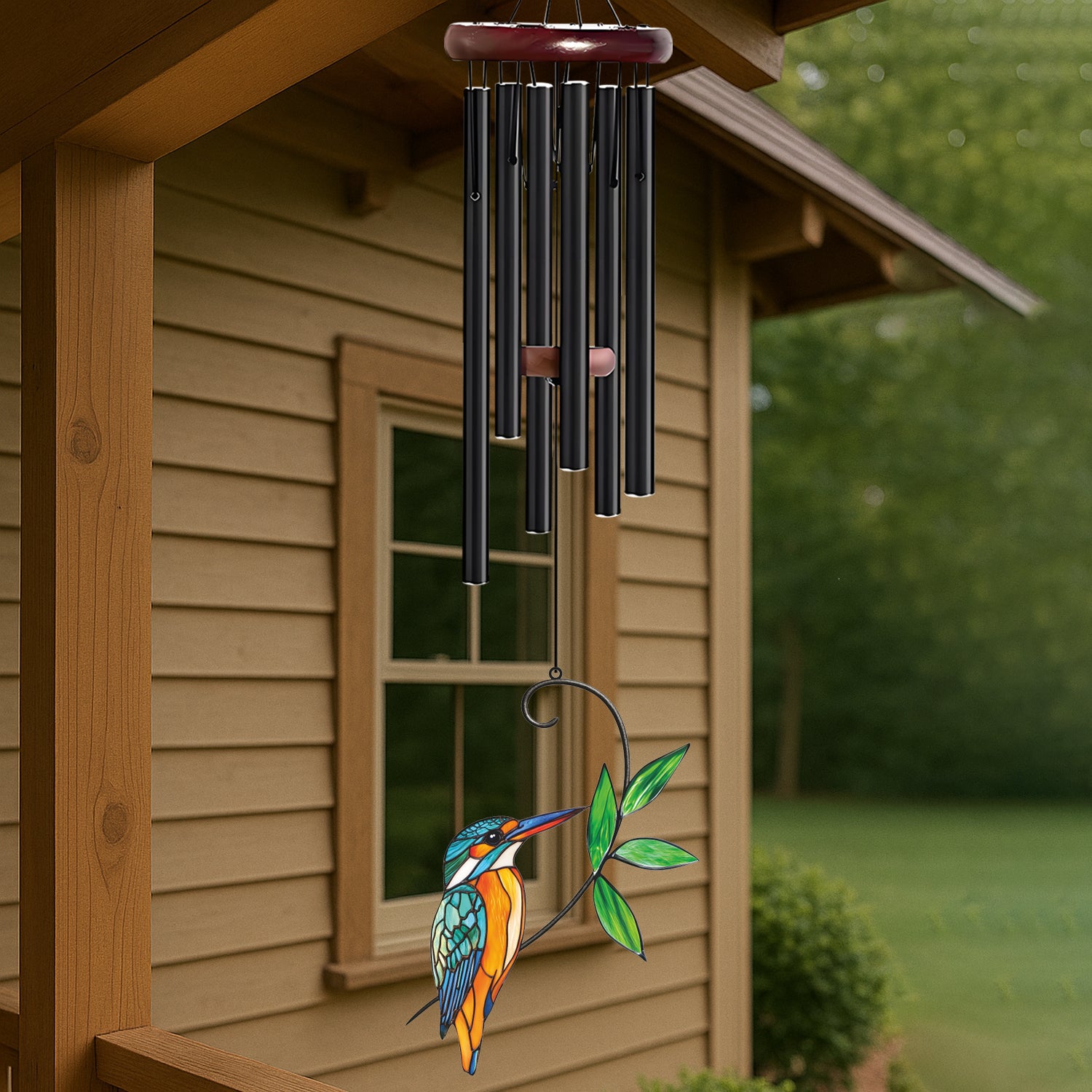 Colorful Kingfisher Bird Leaf Wind Chime – Style Wind 371