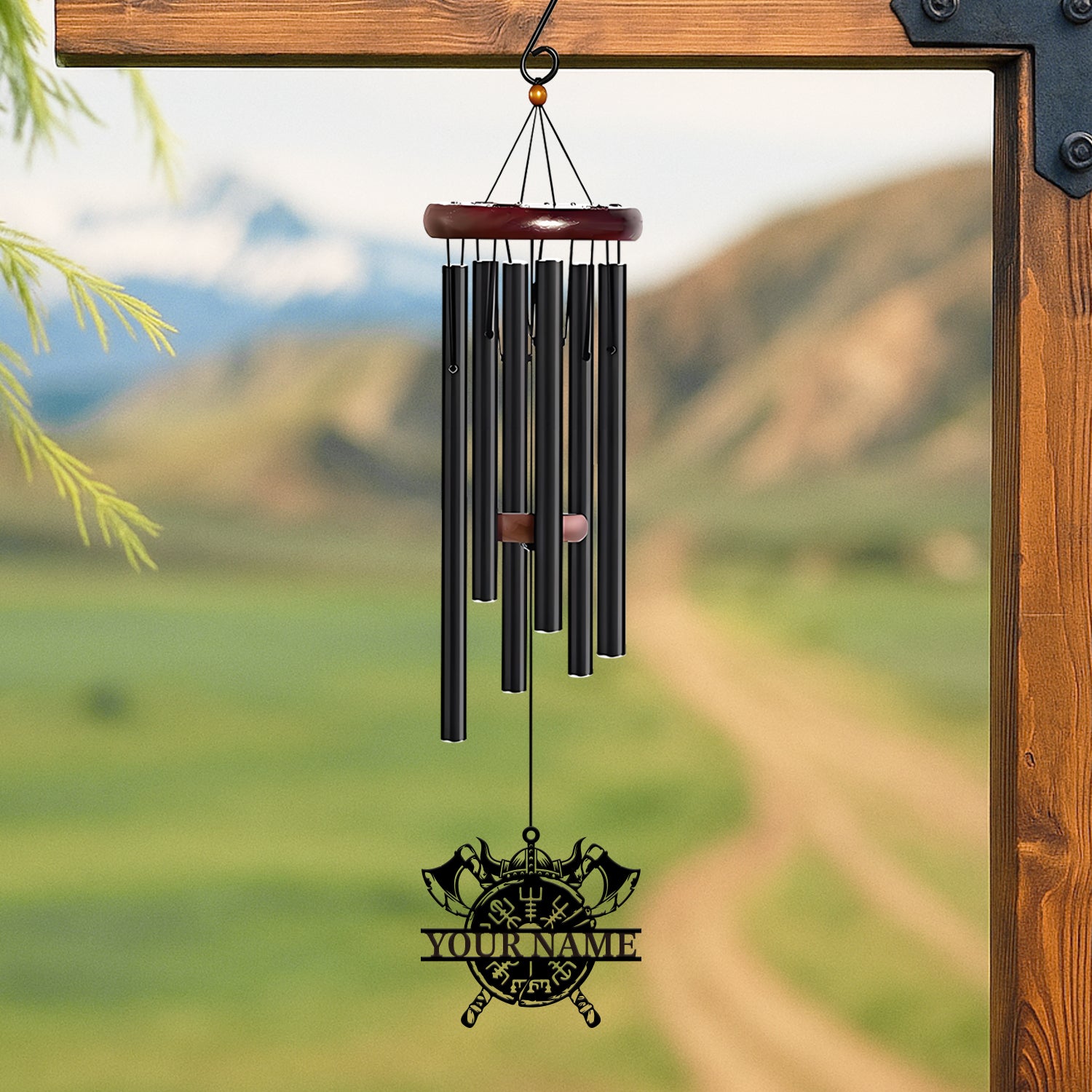 Personalized Viking Helmet Axe Wind Chime