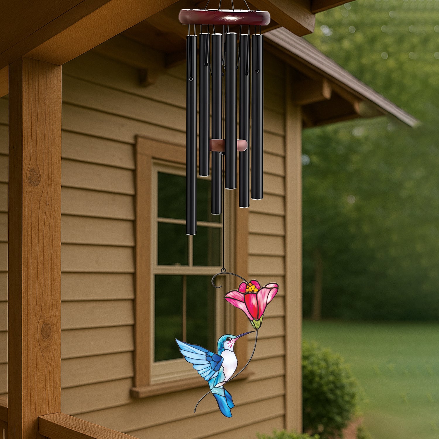 Blue Hummingbird Pink Flower Wind Chime – Style Wind 368