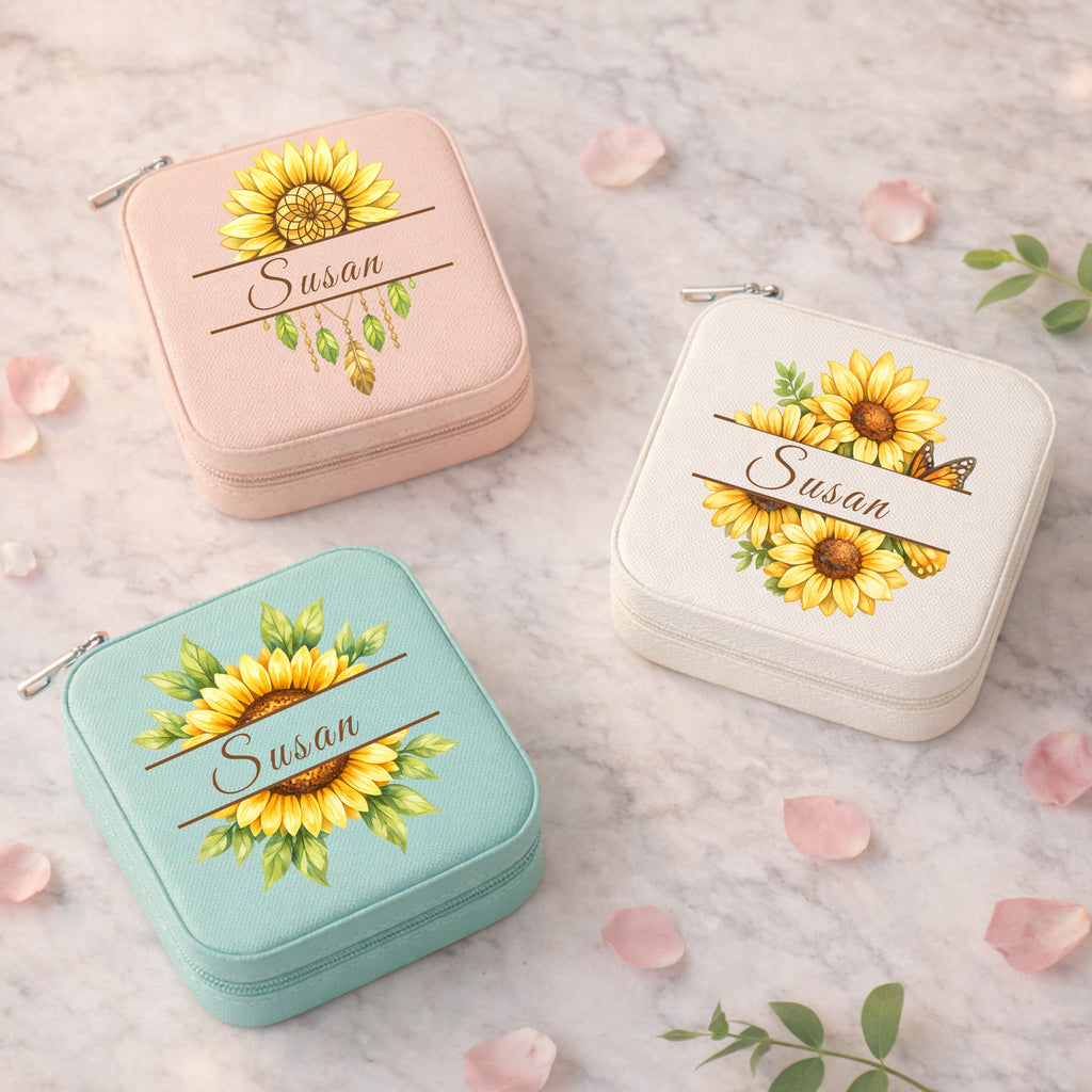 Personalized Sunflower Jewelry Box for Her