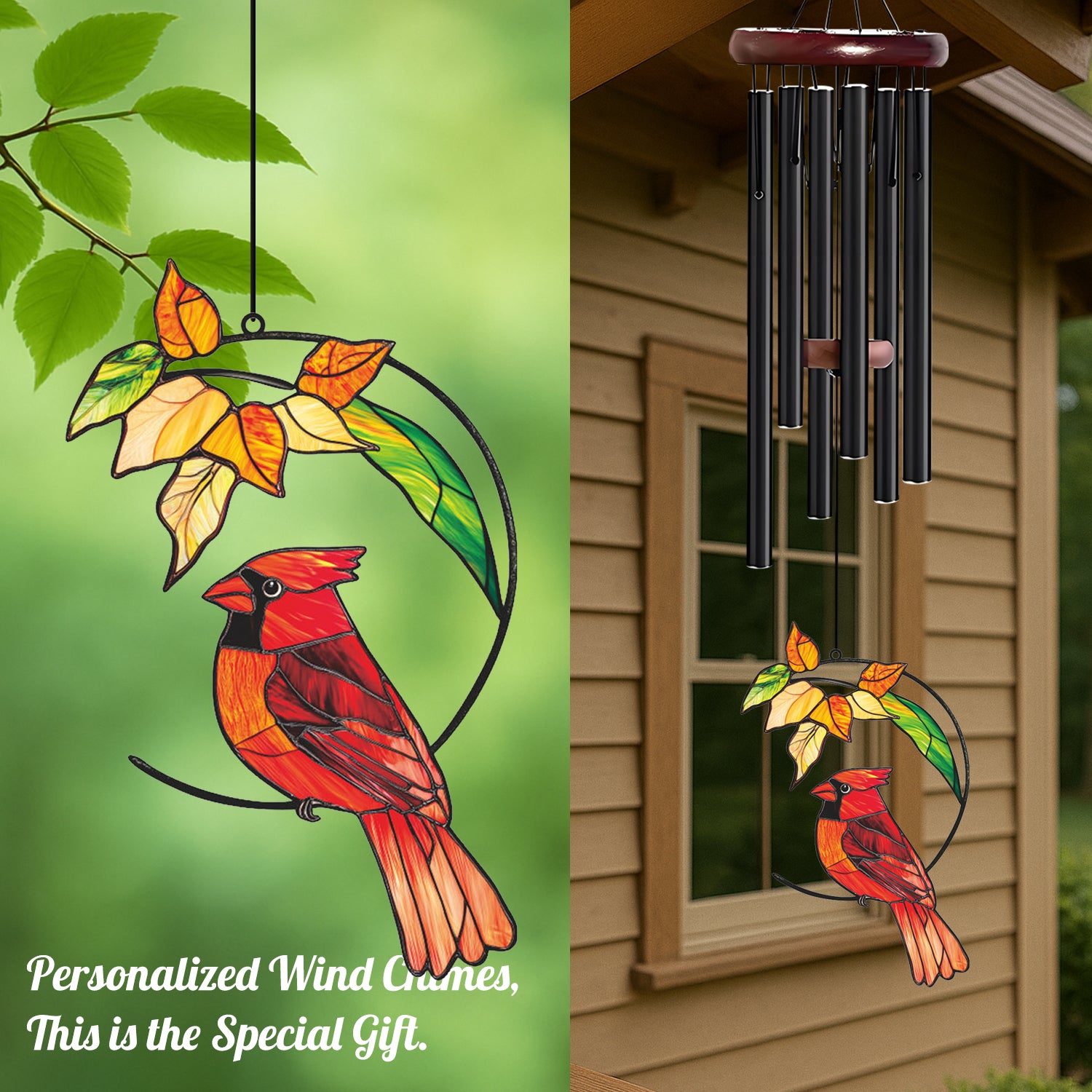 Red Cardinal Leaf Wind Chime – Style Wind 373