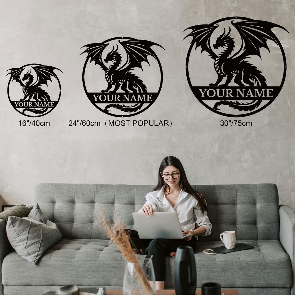 Custom Dragon Metal Sign – Personalized Name Wall Decor