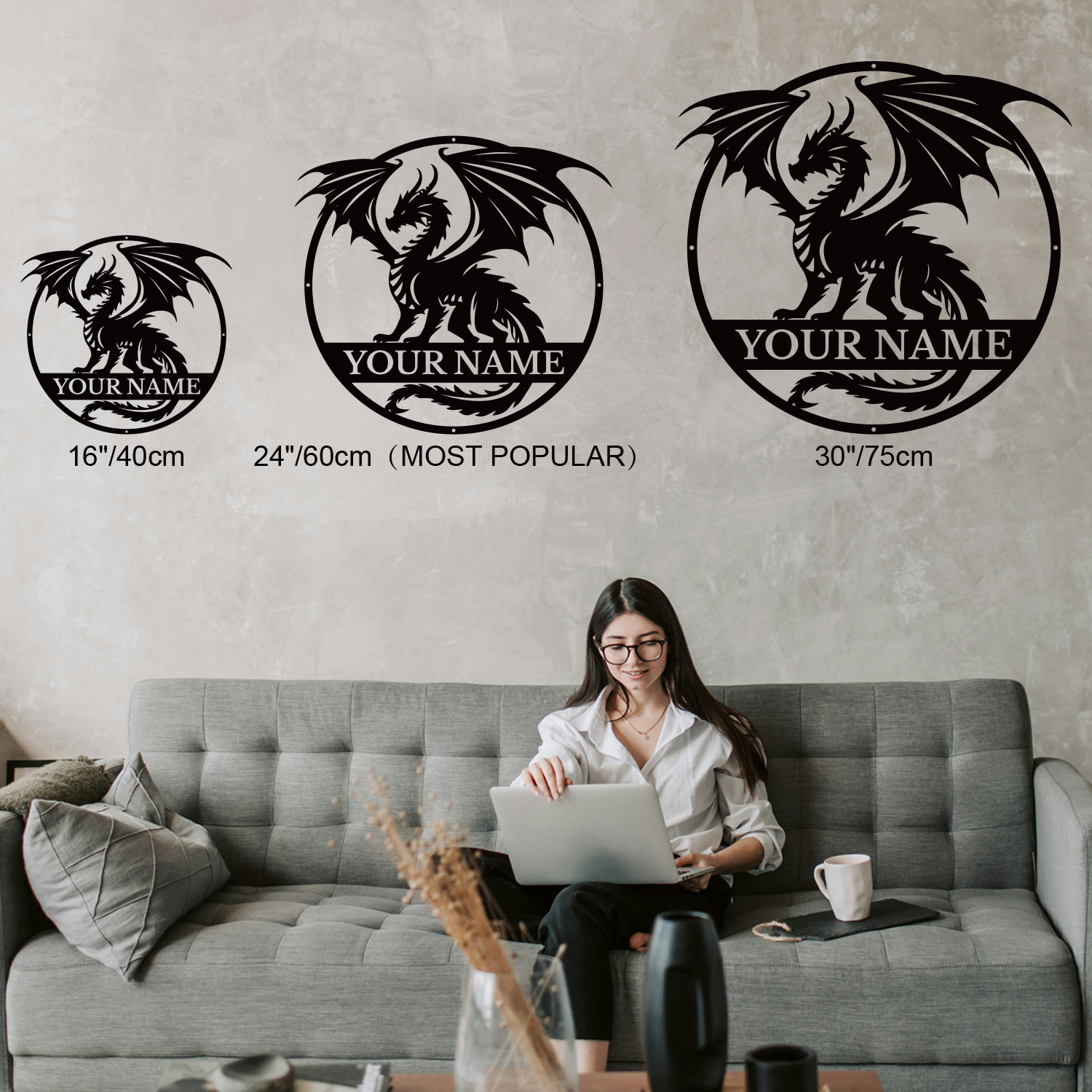 Custom Dragon Metal Sign – Personalized Name Wall Decor