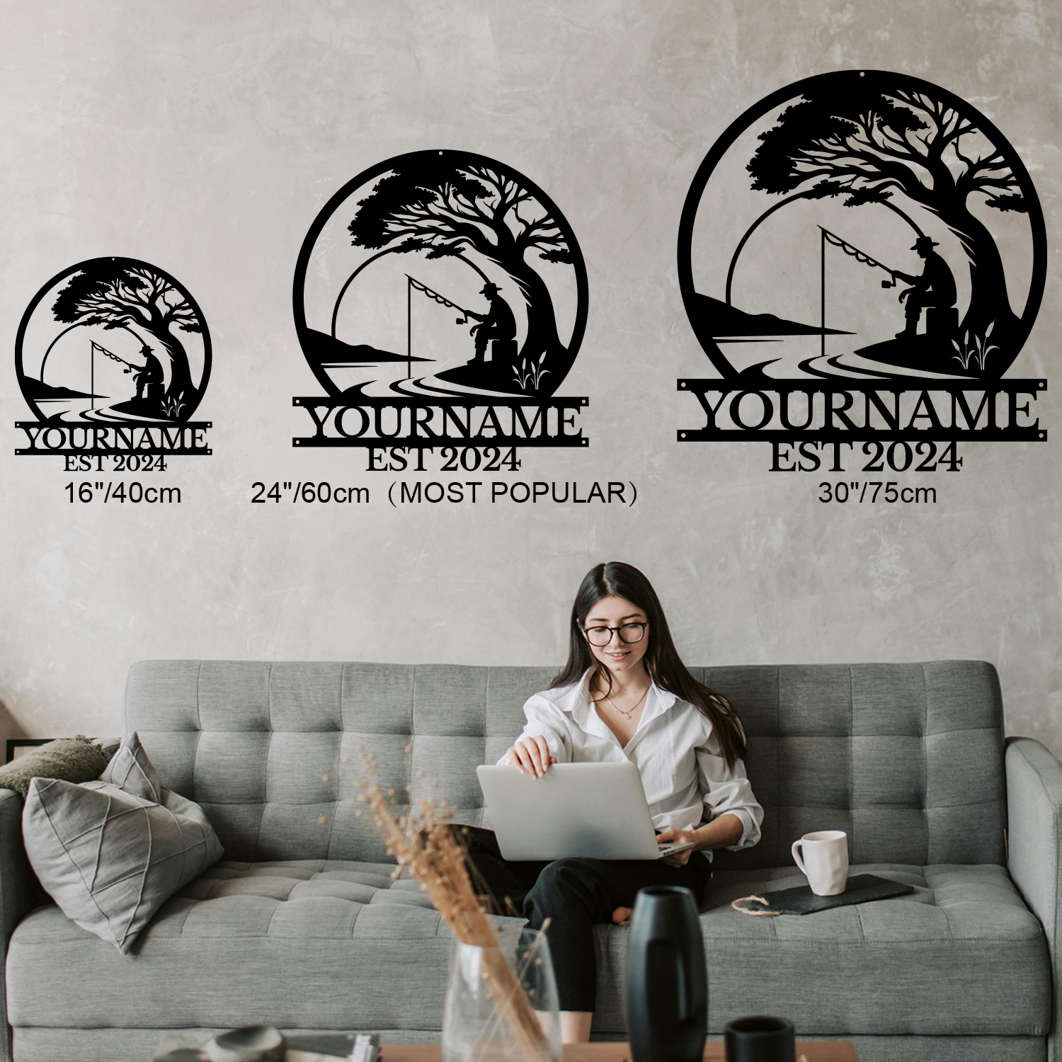 Personalized Fishing Metal Sign – Custom Name Wall Decor