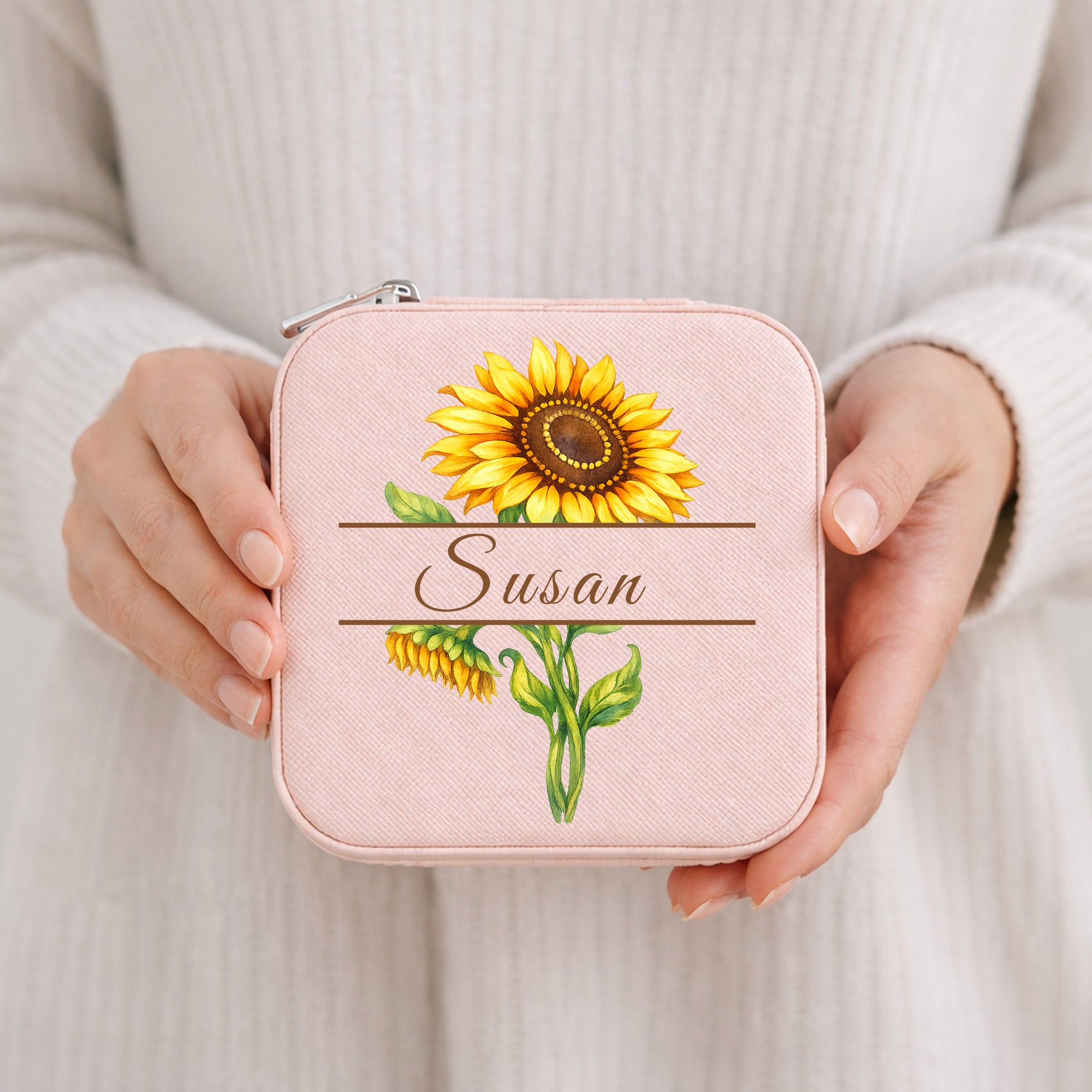 Personalized Sunflower Jewelry Box for Her