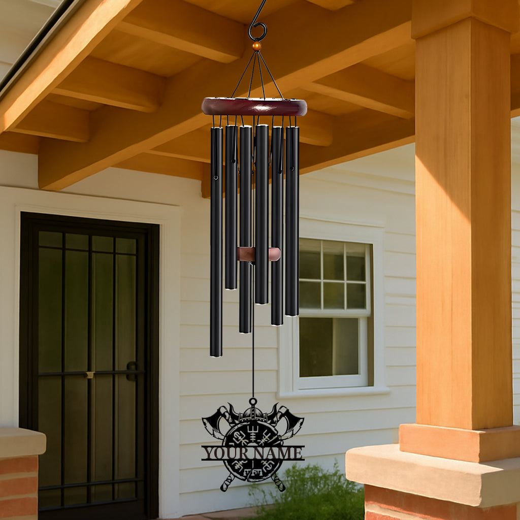 Personalized Viking Helmet Axe Wind Chime
