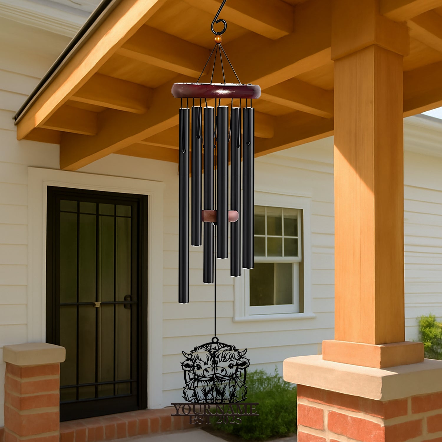 Personalized Highland Cow Couple Wind Chime