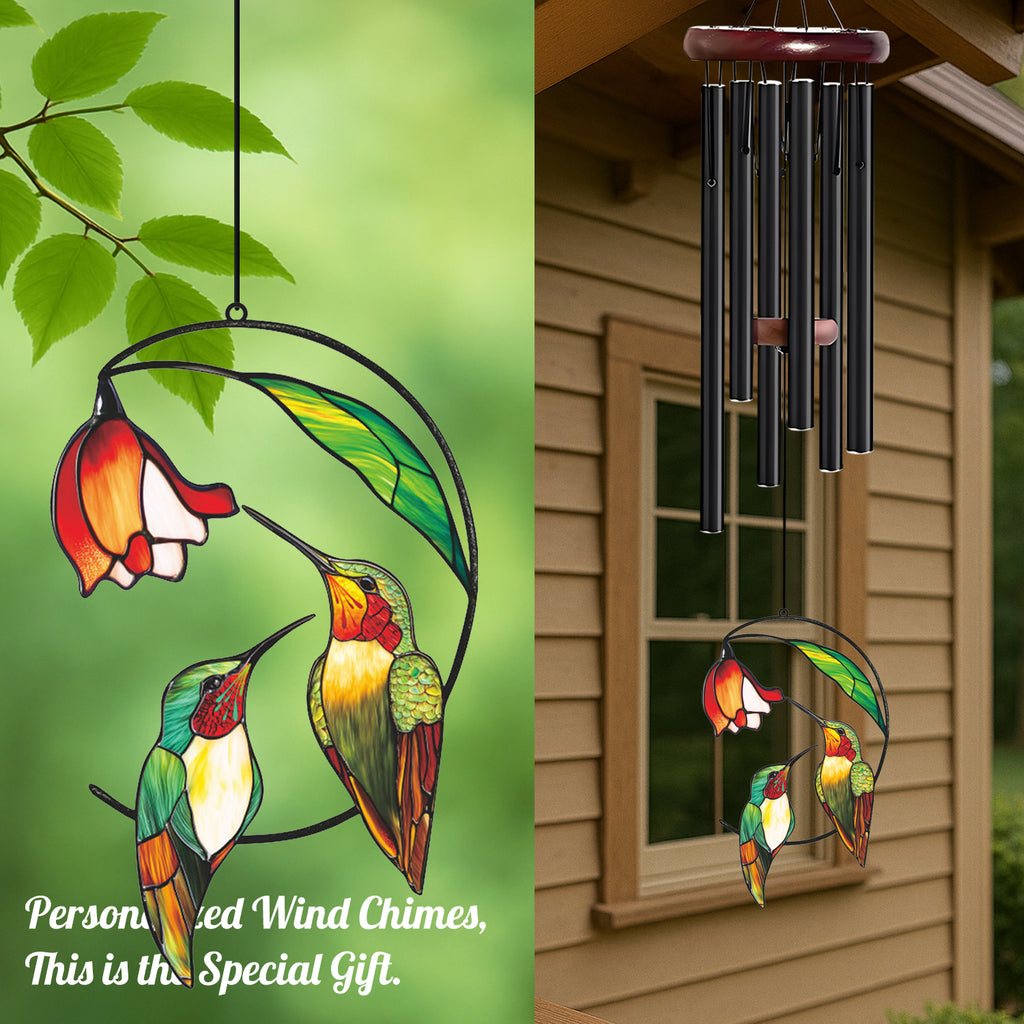 Hummingbird Wind Chime with Flower Accent – Style Wind 364