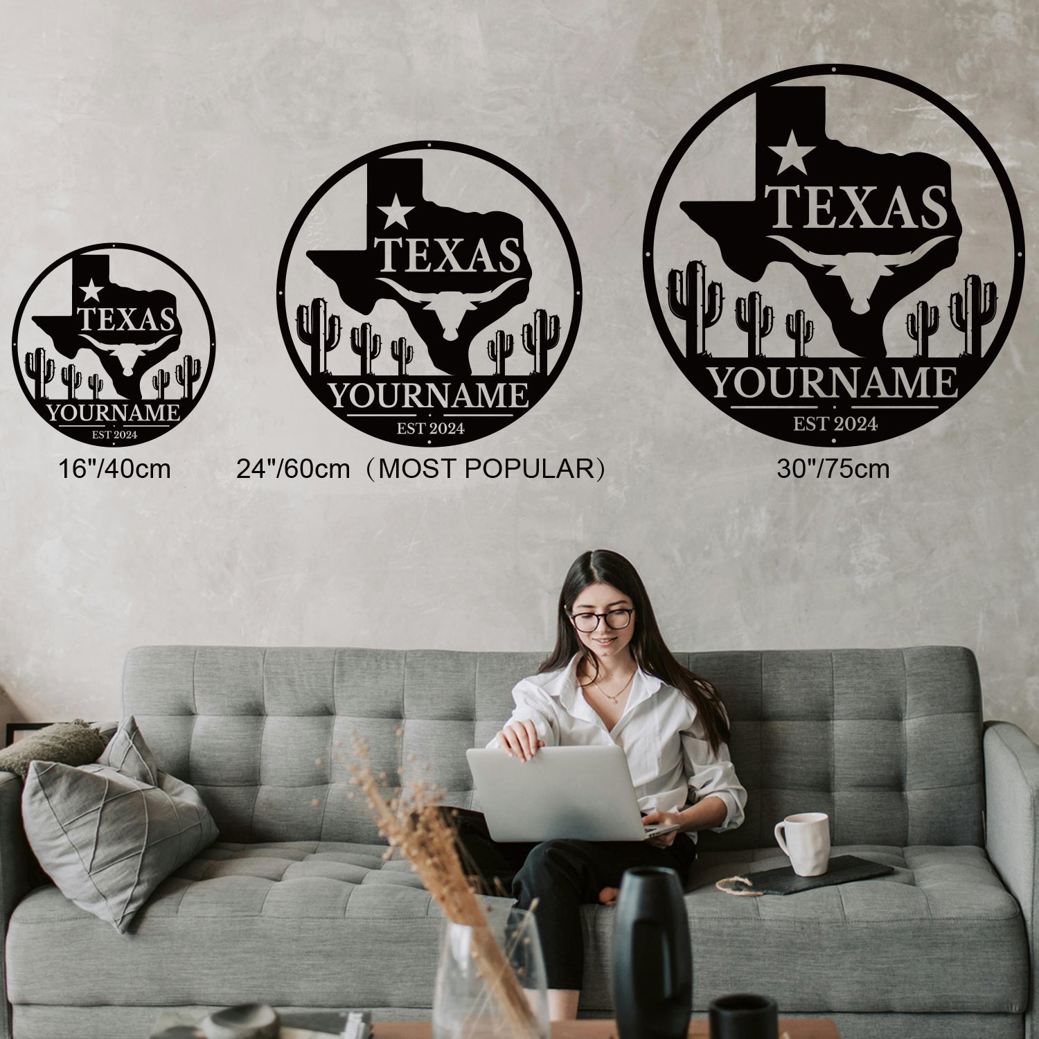 Personalized Texas Metal Sign – Custom Name Wall Decor