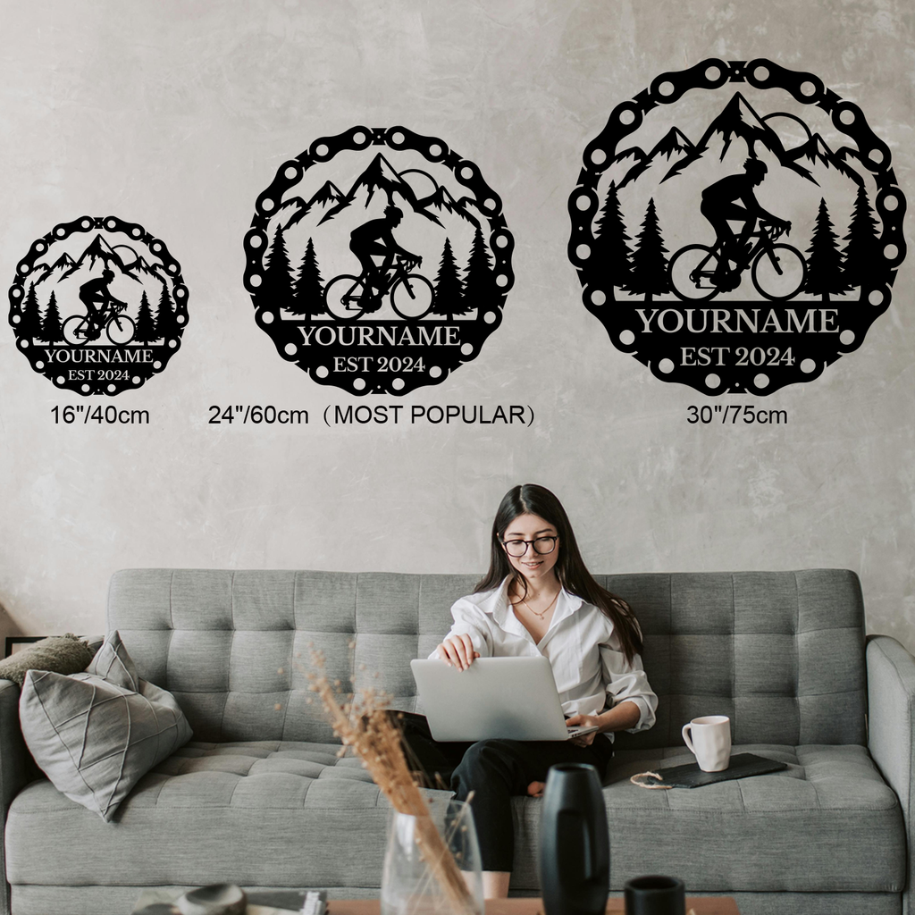 Personalized Cycling Metal Sign – Custom Name Wall Decor
