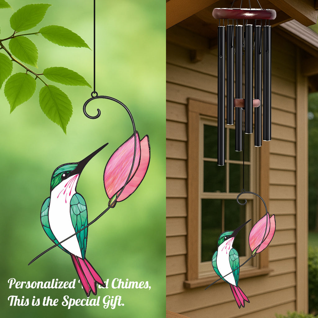 Hummingbird Pink Flower Wind Chime – Style Wind 367