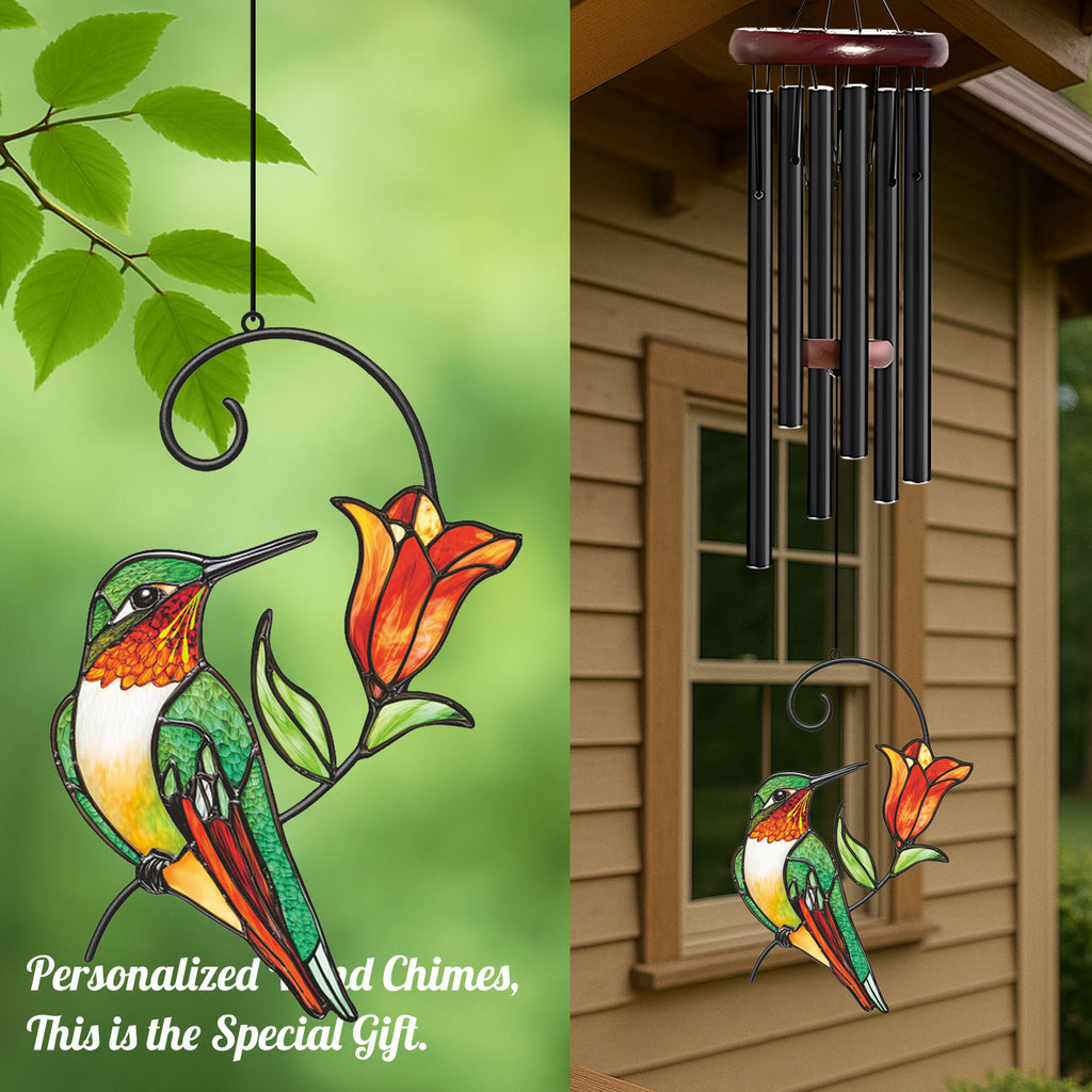 Hummingbird Orange Flower Wind Chime – Style Wind 366