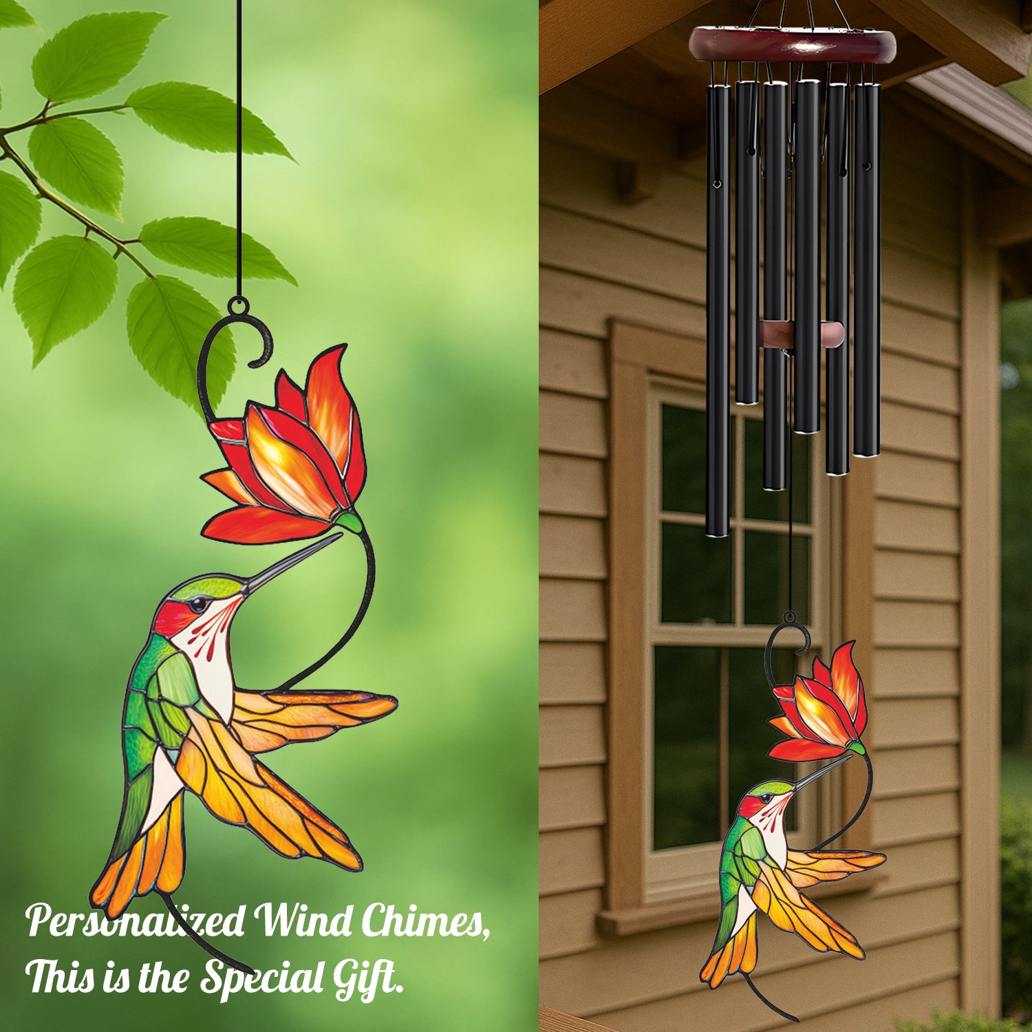 Hummingbird in Flight Flower Wind Chime – Style Wind 382
