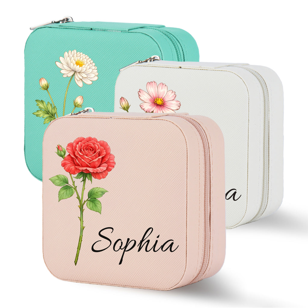 Personalized Birth Flower Jewelry Box for Her