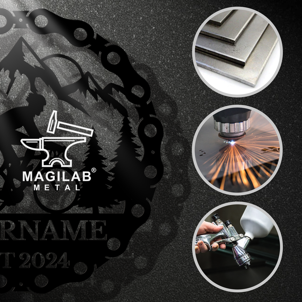 Personalized Cycling Metal Sign – Custom Name Wall Decor