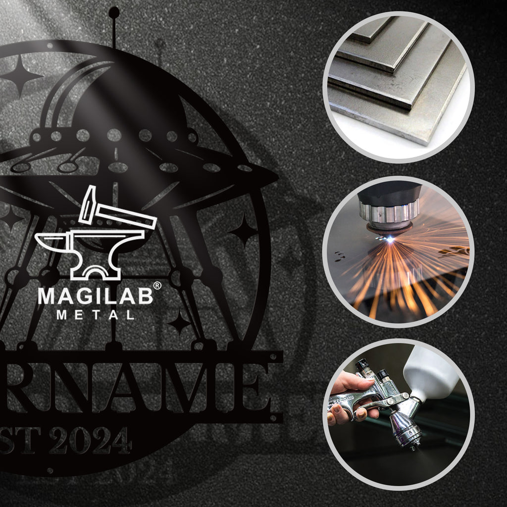 Personalized Alien UFO Metal Sign – Custom Name Wall Decor
