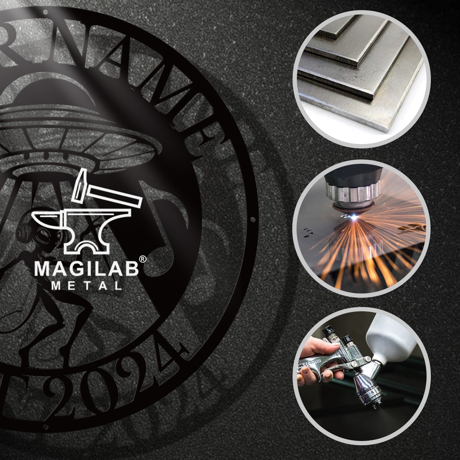 Personalized Alien UFO Music Metal Sign – Custom Name Wall Decor